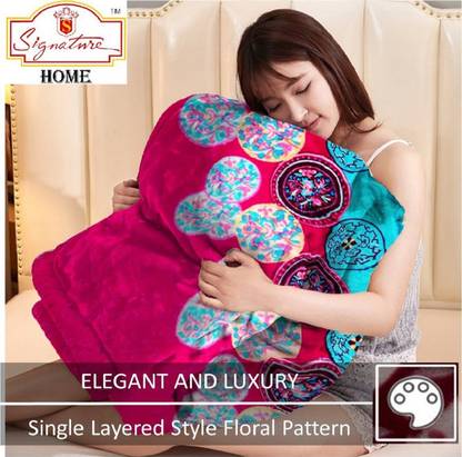 Signature Printed Double Mink Blanket for  Heavy Winter