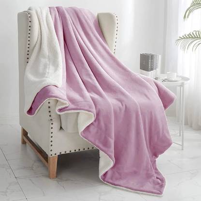 LA VERNE Solid Single Sherpa Blanket for  Heavy Winter