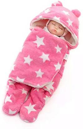 BABY ZONE Printed Crib Hooded Baby Blanket for  Mild Winter