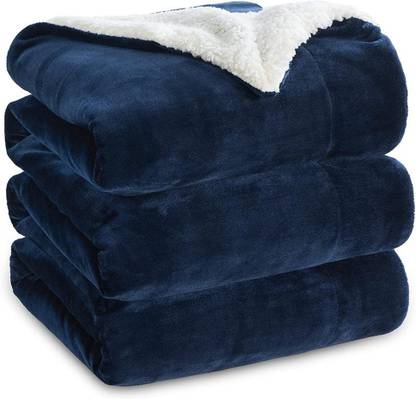 VAS COLLECTIONS Solid Double Sherpa Blanket for  Heavy Winter