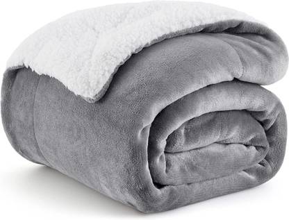 VAS COLLECTIONS Solid King Sherpa Blanket for  Heavy Winter