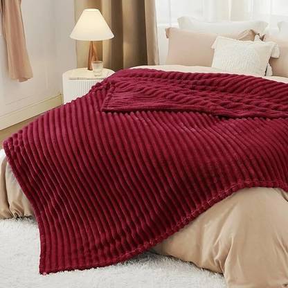 LA VERNE Self Design Double Mink Blanket for Mild Winter