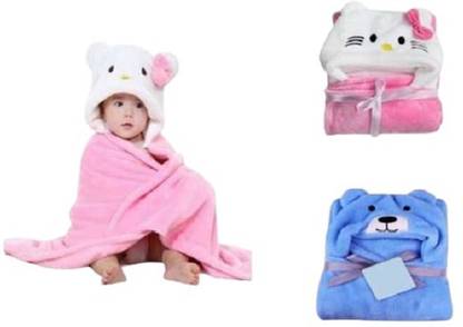 Chubby Cheeks Animal Single Hooded Baby Blanket for  Mild Winter