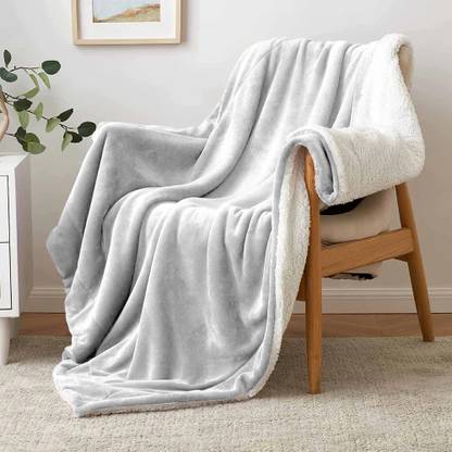 LA VERNE Solid Single Sherpa Blanket for  Heavy Winter