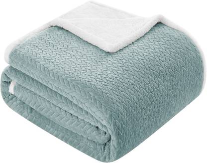 VAS COLLECTIONS Solid Double Sherpa Blanket for  Heavy Winter