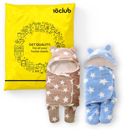 My New Born Printed Crib Hooded Baby Blanket for  AC Room