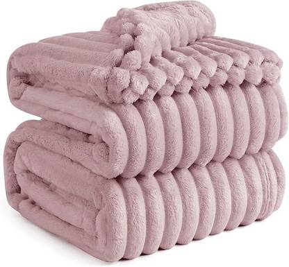 LA VERNE Self Design Double Mink Blanket for  Mild Winter