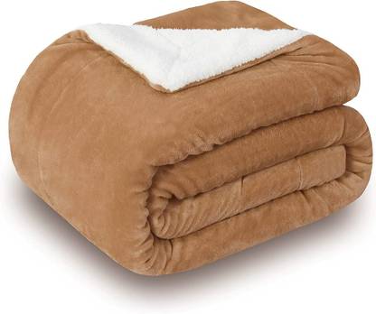 VAS COLLECTIONS Solid Single Sherpa Blanket for  Heavy Winter