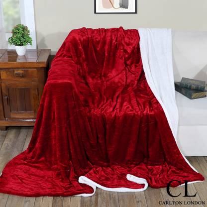 CARLTON LONDON Solid Single Sherpa Blanket for  Heavy Winter