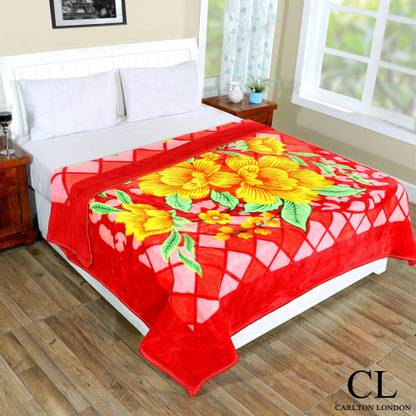 CARLTON LONDON Floral Double Mink Blanket for  Heavy Winter