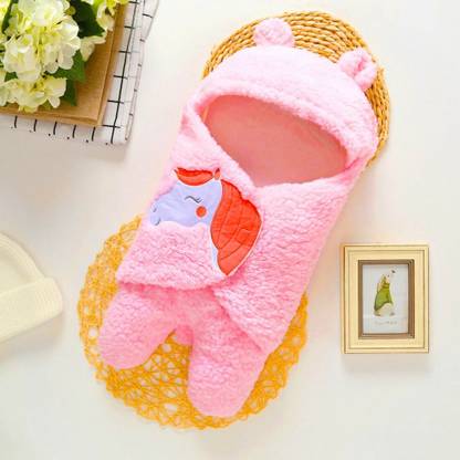 Pandaoriginals Cartoon Single Hooded Baby Blanket for  AC Room