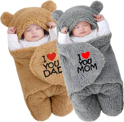BRANDONN Embroidered Crib Hooded Baby Blanket for  AC Room