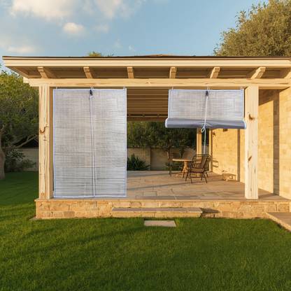 Bamboo Craft Roller Blind Hand Drawn On Ceiling