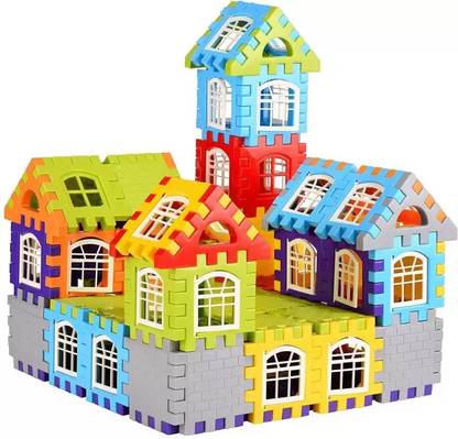 Ellen Big Sized House Shaped Construction Bricks for children|65 Piece set
