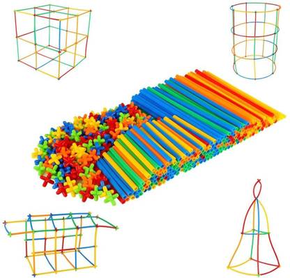 Pulsbery Colorful Pipe Straw Stick Building Block Educational Assembly Toy for Kids