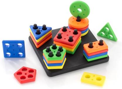 Webprint Fun Activity and Learning Square Geometrics ,Shape Matching Five Column Blocks