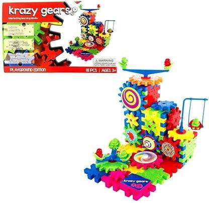 Integrity Interlocking Learning Blocks - Motorized Spinning Gears - 81 Piece Playground