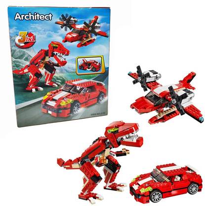 Tarak Dinosaur Car Airplane 3 IN 1 LEGO Building Blocks Set 374PC