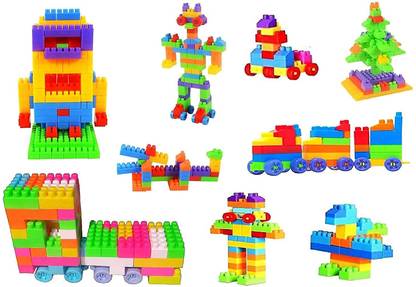 SATSUN ENTERPRISE 60 Pcs Building Blocks,Learning Toy,Educational For Kids (52 Pieces +8 Tyres)