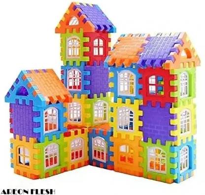 MBK Creative DIY House Blocks 60+Pcs Colorful Construction Set with Smooth Edges(AR)