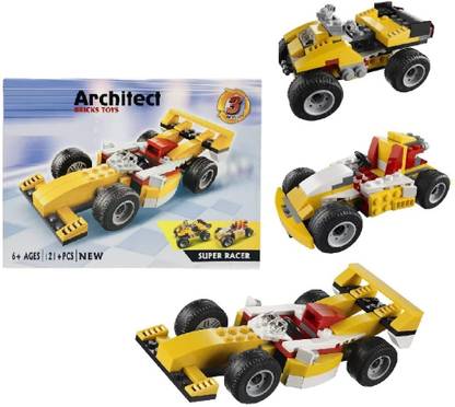 Justcraft 121 Pcs Architect Series 3 in 1 Racing Car Blocks Learning Bricks Toy