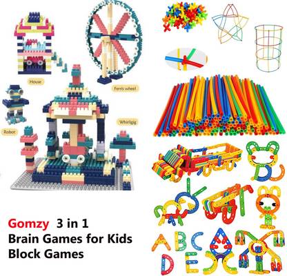 Gomzy 3 in 1 Block Construction Game Brain Development Games for Kids