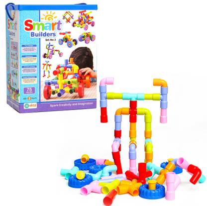 एकता Smart Builders Building Blocks 75 Pieces Set-3, Big Size Blocks Set for kids