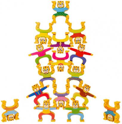 Monty Maestro Hercules Cartoon Tiger Stacking Balancing Game – 16 Pcs Jenga Building Blocks