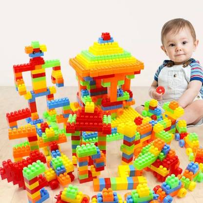 KIKIZI DIY Plastic Building Blocks for Kids 60+ Pcs Assembling Shape Educational Toys