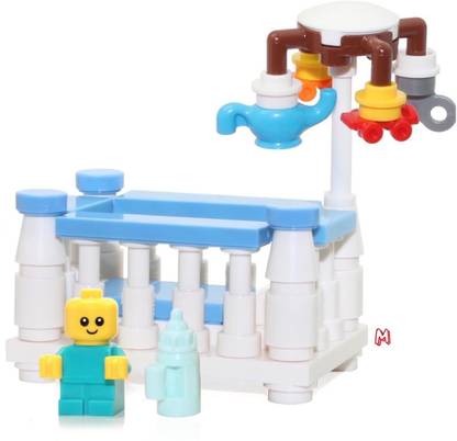 LEGO Baby MiniFigure in Boy Crib (with Spinning Mobile) Very Cute