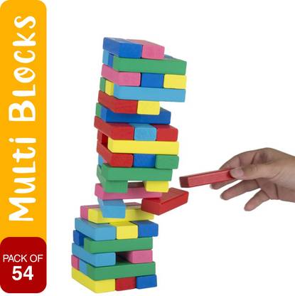 Ladwa Natural Pine Wood Blocks for Real Stacker Wooden Blocks Lovers (54 Blocks)