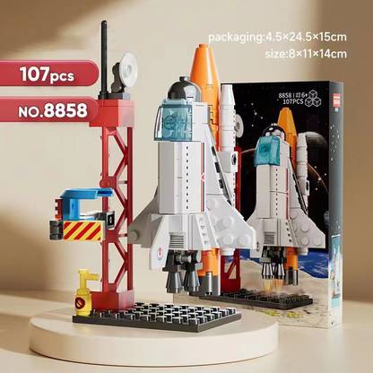 LELE Brother DIY 3D Blocks Space Shuttle Toys, Architecture Building Kit for Kids 107 Pieces