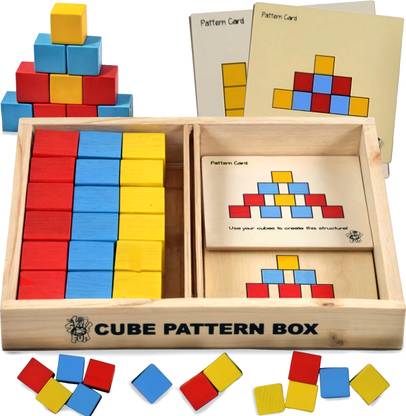 SKILLOFUN Wooden Cube Pattern Puzzle Box for 3+ Year Kids | Wooden Blocks | Learning Toys