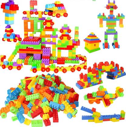 Toys N Smile 125 + Pcs Building Block Toy for Kids Smart Activity Fun & Learning Train Blocks