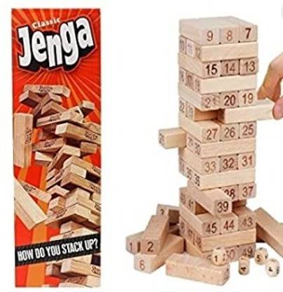 japu Wooden 54 Wooden Building Block, Party Game, Tumbling Tower