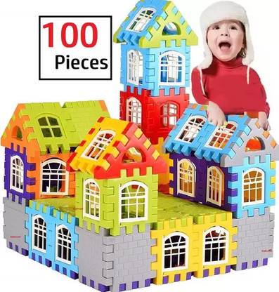 Toys N Smile 100 Pcs Happy House Building Blocks Learning/Educational Puzzle Toy for Kids