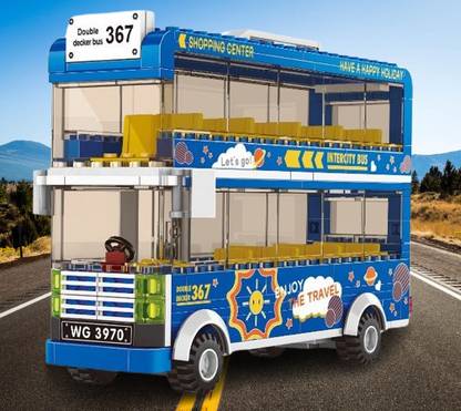 Bestie Toys 367 Double Decker Bus Blocks Intercity Bus Toy For Kids,
