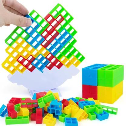 HOUSE OF COMMON Child Balance Stacking Blocks, 16-Piece Tetra Tower Game