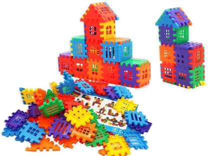 HENGLOBE Building Blocks for Kids, Happy Home/House Building Block Game for Kids - 50 Pcs