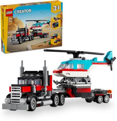 LEGO Creator 3-in-1 Flatbed Truck with Helicopter Toy 31146 ( 270 Pieces)