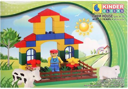 Olympia Games and Toys Peacock Kinder Blocks Farm House