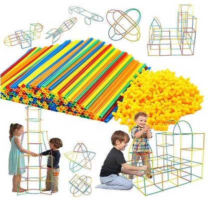Pulsbery Intelligence Plastic Straw Pipe Blocks Building Toys