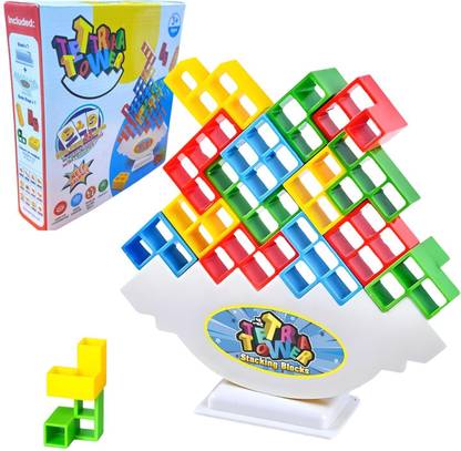 MM toys Tetra Tower 32 Pcs Building Blocks Stacking Game Tumbling Balancing Activity Toy