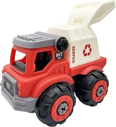 The Cube Mart 16 Pcs DIY Fire Truck Toy, Push Along Firefighter Toy Truck, Realistic Design