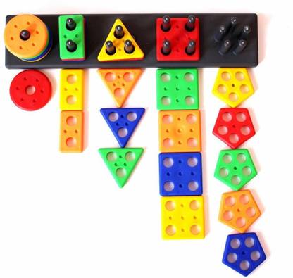 TheRichJD Stacking Toy Shape & Color Recognition Geometric Board Educational Column Puzzle