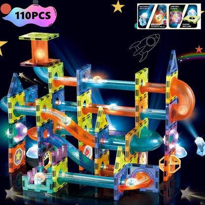 Magicwand 110 Pcs 3D Magical Magnetic Construction Light Blocks & Race Track