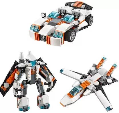 SR Toys 237 Pcs Robot Car and Plane 3 in 1 Building Blocks Toy Lego for Boys and Girls