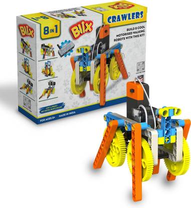 YUIOP - Blix Crawlers - Build Motorized Walking Robots - Plastic -8 Models -70+ Pieces