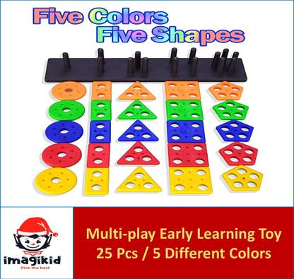 imagikid Shape Twister and Color Sorter Geometric Stacking Puzzle for Kids/Boys/Girls