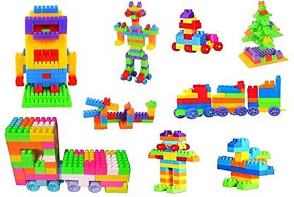 YI Kids 100 Pc Colourful Building Blocks with train carts and wheels